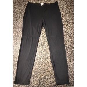 Christopher & Banks Black Pull On Pants Women Size L Stretch Straight Leg Seam